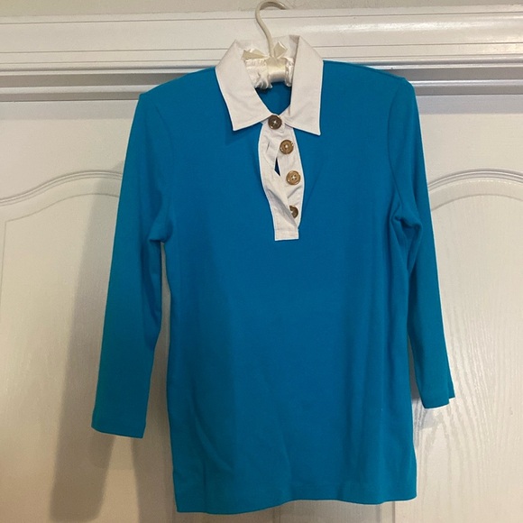 Ralph Lauren - Lauren Shirt  Turquoise with 3/4 sleeves  Sz M - Picture 4 of 4
